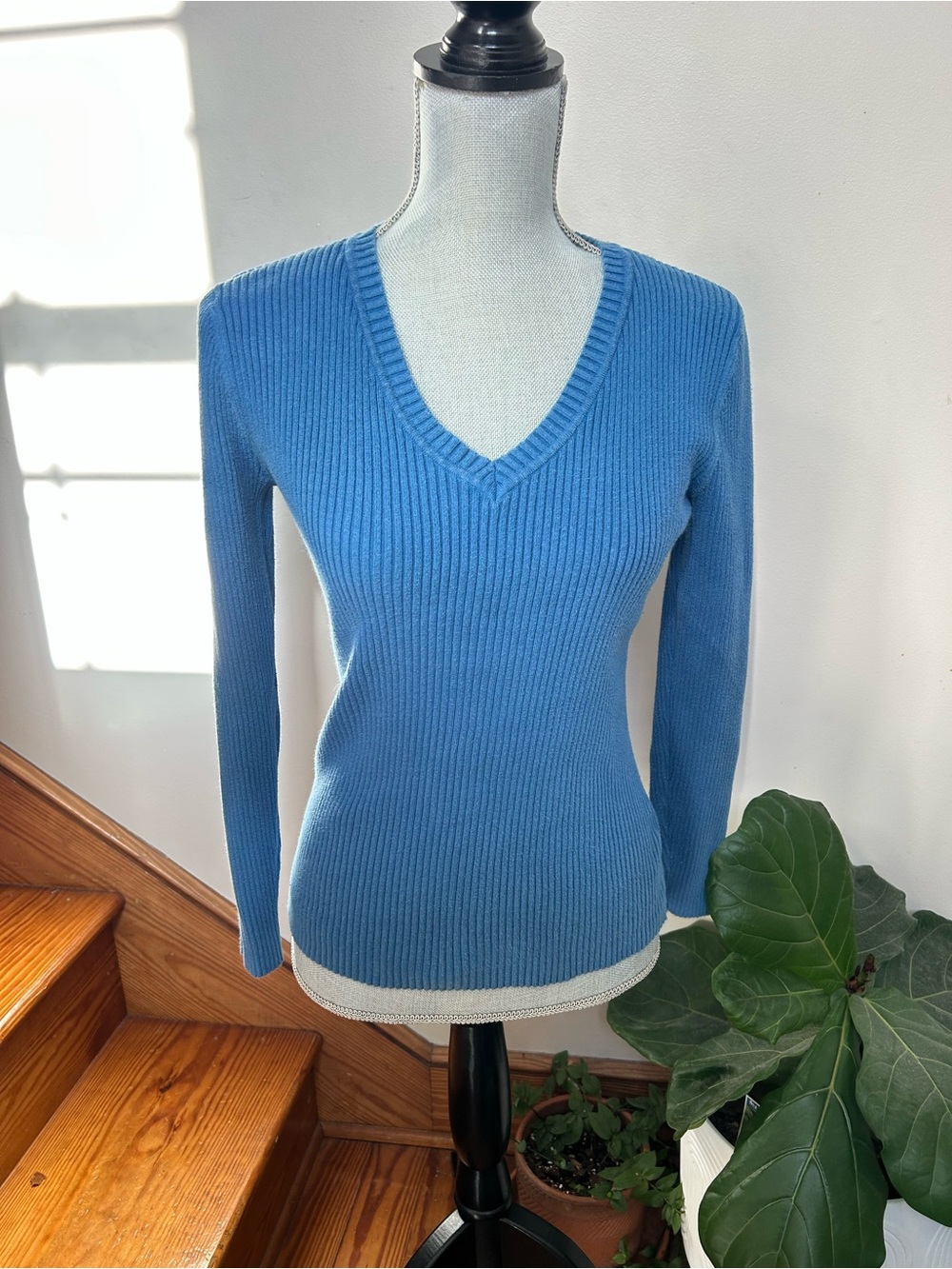 St. John's Bay V-Neck Ribbed Sweater - Blue